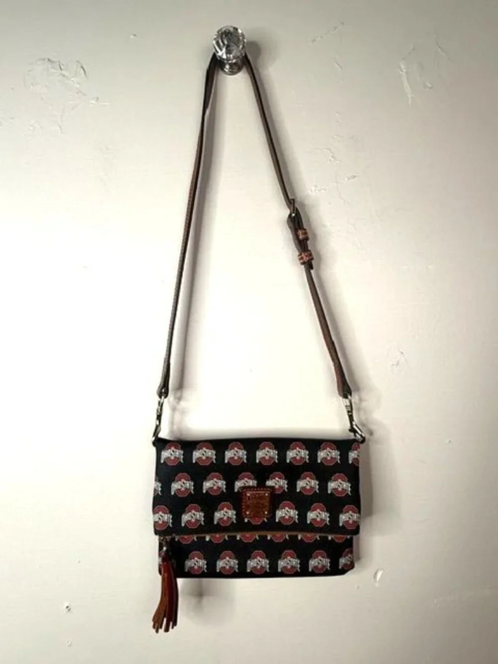Dooney & Bourke OHIO STATE Buckeyes Pebbled Leather Fold Over Crossbody - Picture 2 of 8